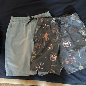 Set of 2 youth boys shorts.  Quicksilver gray size small. Rvca boys M